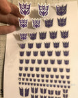 Transformation Toys Stickers Anime Decepticons Autobots G1 Symbol Decal Custom DIY Scene Accessories Decoration Boy Gril Gift