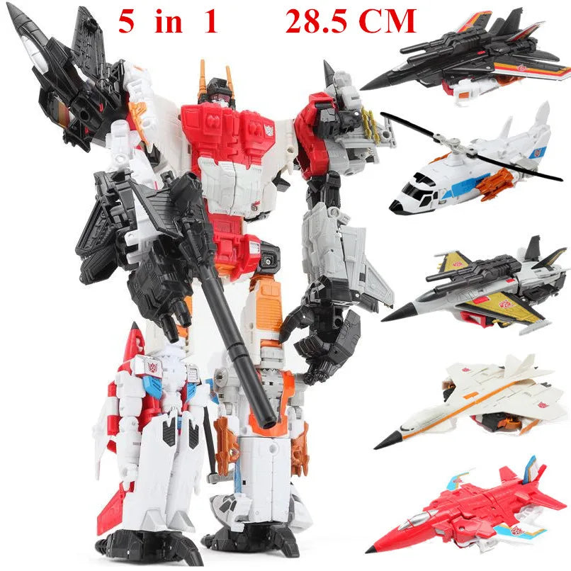 Haizhixing 5 in 1 Bruticus Devastator Superion Defensor Transformation Robot Car Action Figures Aircraft Model Kids Boy Toy