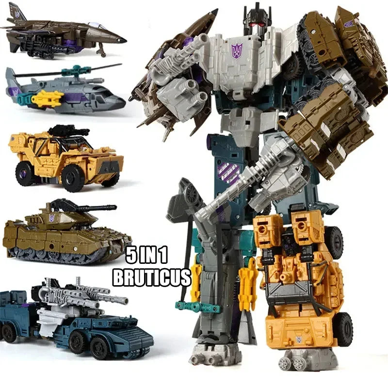 HaiZhiXing 5in1 Combiners Bruticus G1 Transformation Action Figure Toy Brawl Swindle Onslaught Model Deformation Car Robot KO