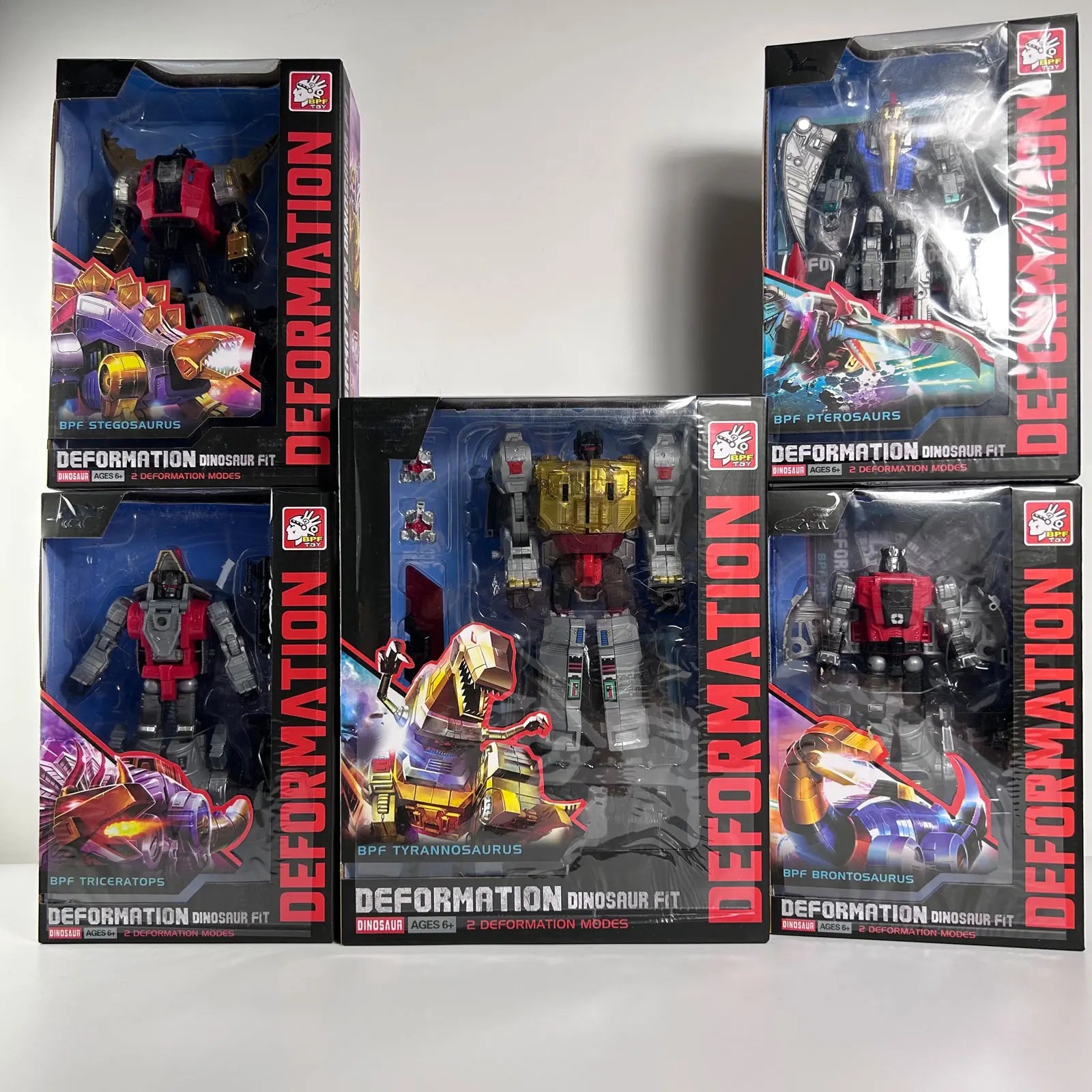 BPF 5IN1 ABS Model Transformation G1 Robot Toy Dinoking Volcanicus Grimlock Slag Sludge Snarl Swoop Slash Dinobots Action Figure